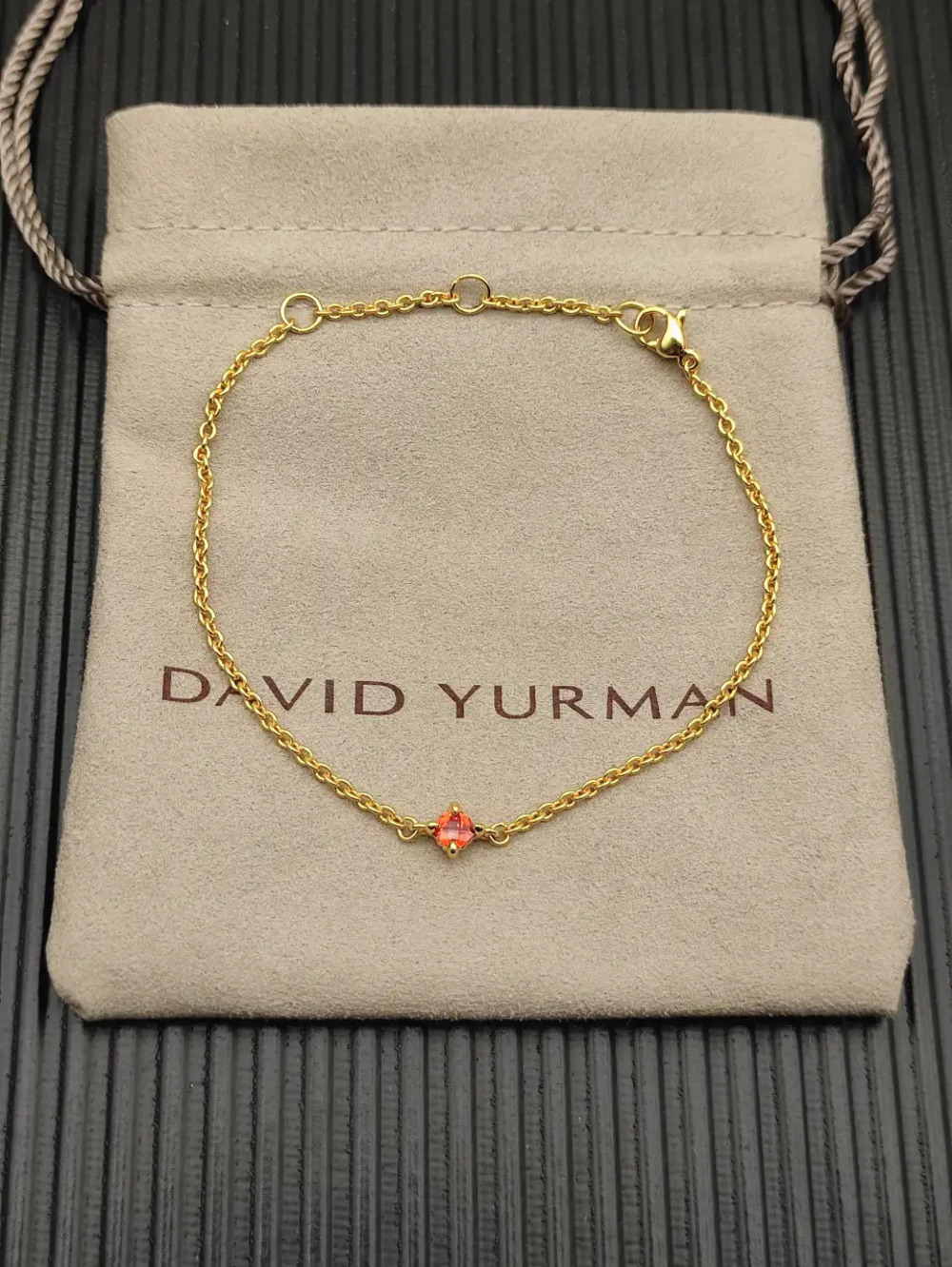 David Yurman Gold Solitaire and Red Diamond Bracelet